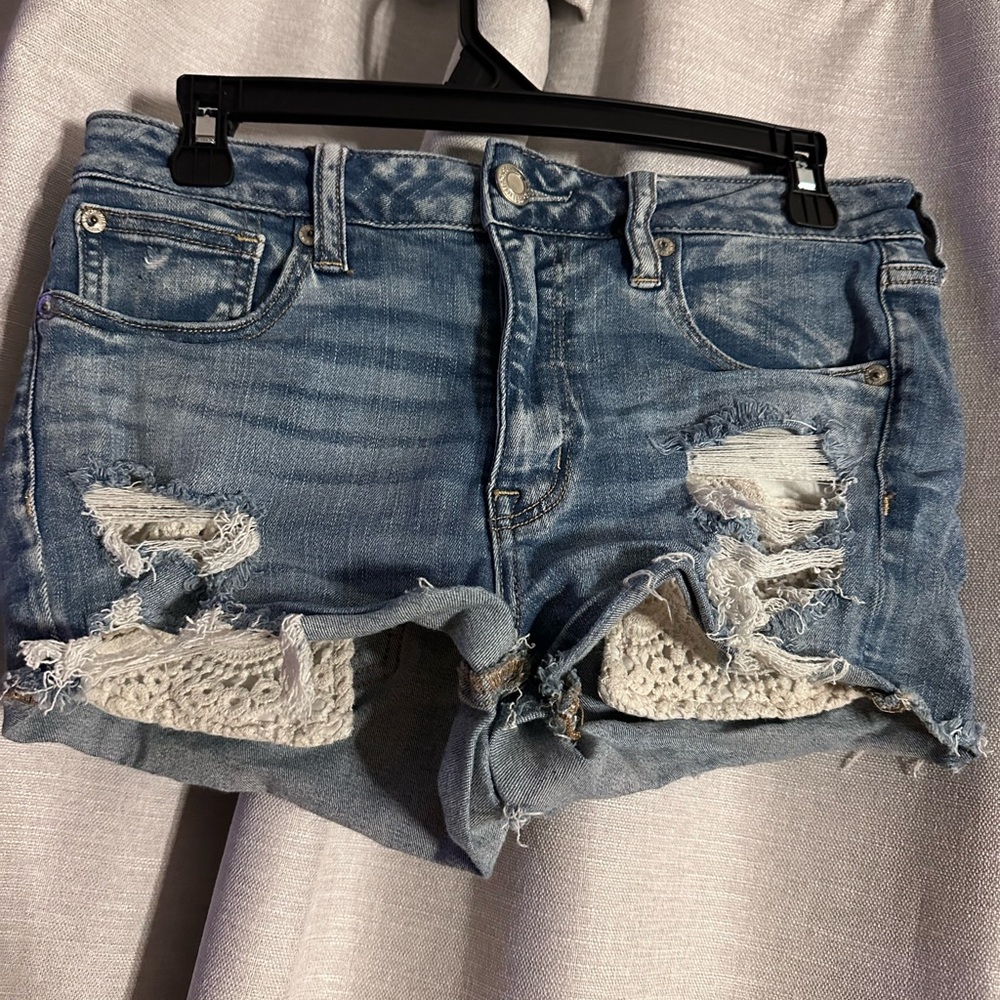 American Eagle Outfitters Ripped Blue Jean Shorts